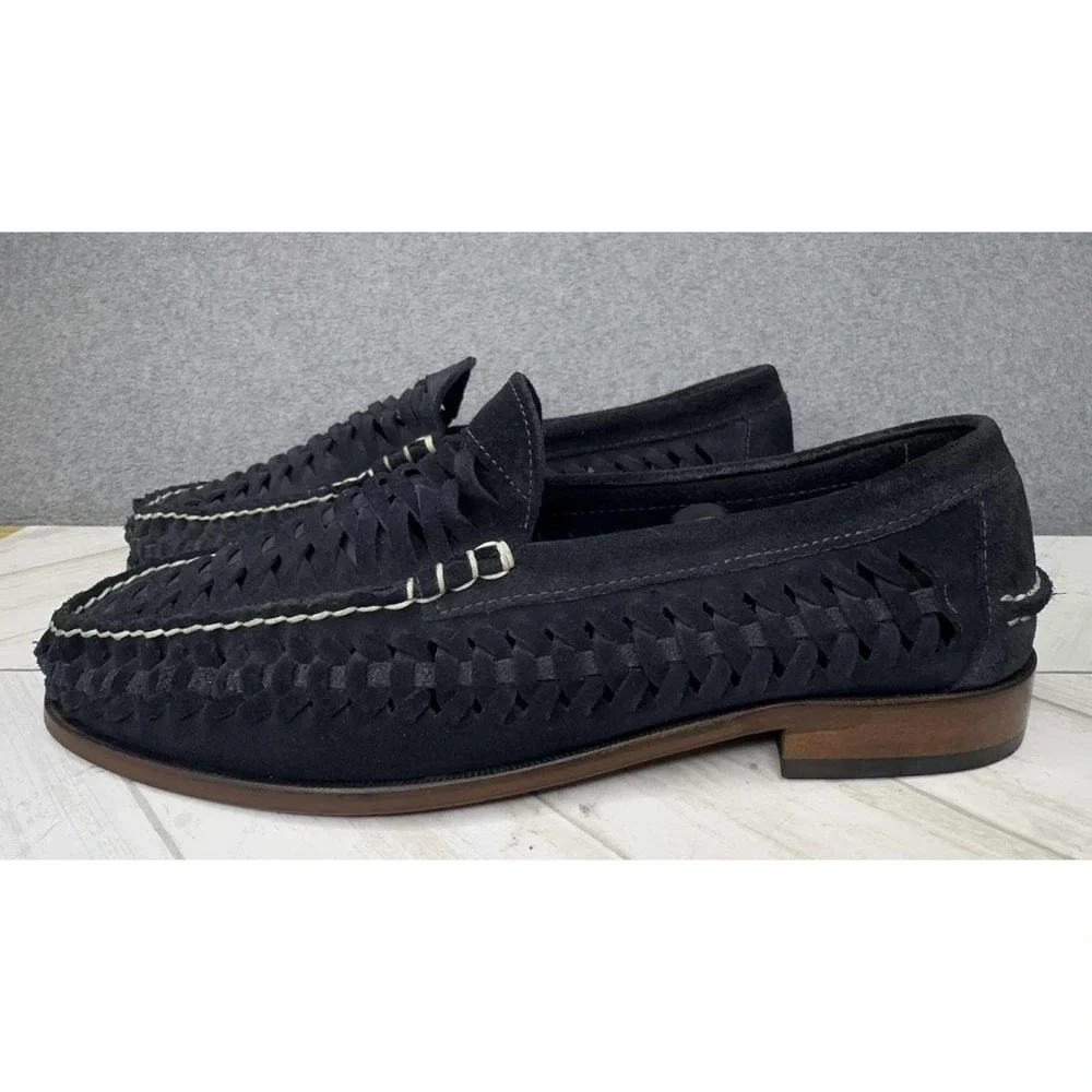 Vintage Florsheim Suede Huarache Loafers Navy Men's Size 10.5 3E Preppy Academia